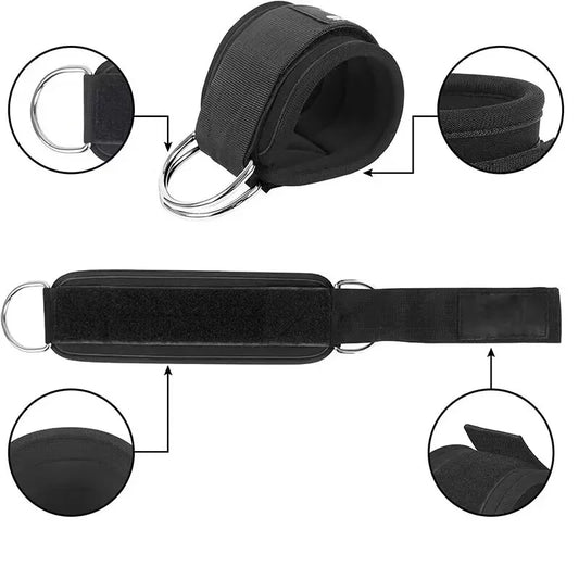 Fitness Ankle Straps Adjustable D-Ring Support Cuffs